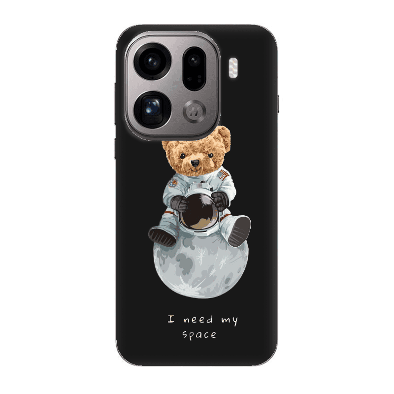 Oppo Find X9 Pro Bear in space Black Colored Silicone TPU Θήκη